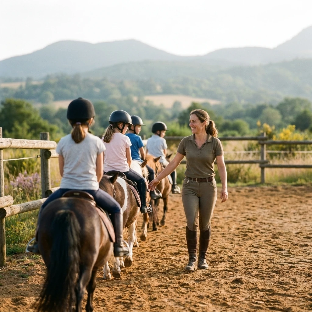 Cours de poney à Aubazat, Haute-Loire
