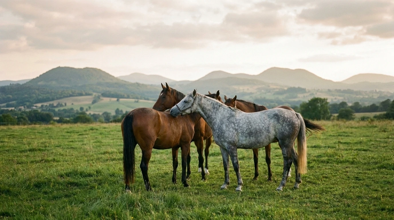 Les chevaux du Écurie de Combeneyre en liberté, Haute-Loire